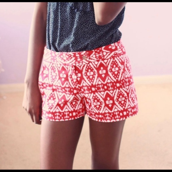 J.CREW Red/White Ikat City Fit Stretch Shorts SZ 0 - Picture 4 of 4